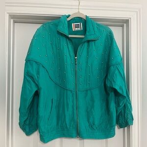 Vintage 90s Retro 100% Silk Studded Windbreaker
